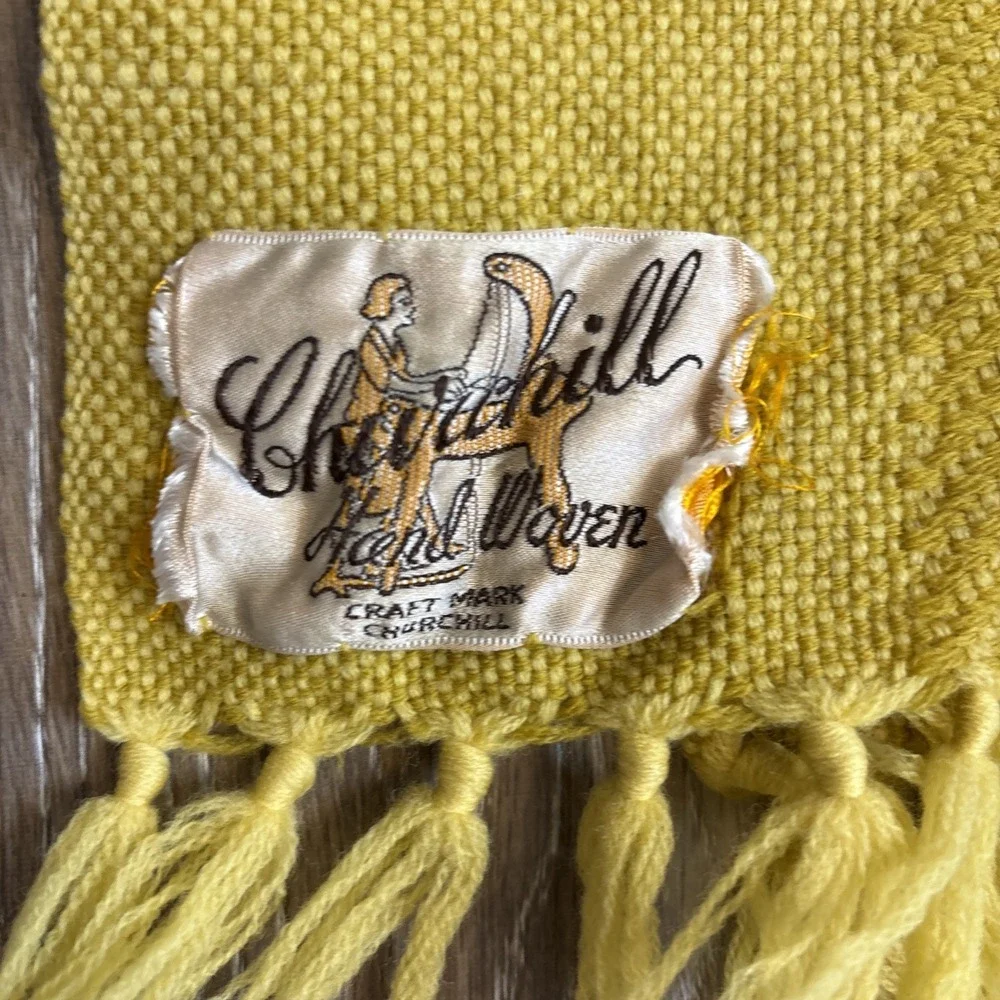 VTG 1970s Harvest Gold & Brown 47 X 68 Churchill Hand Woven Throw Blanket USA